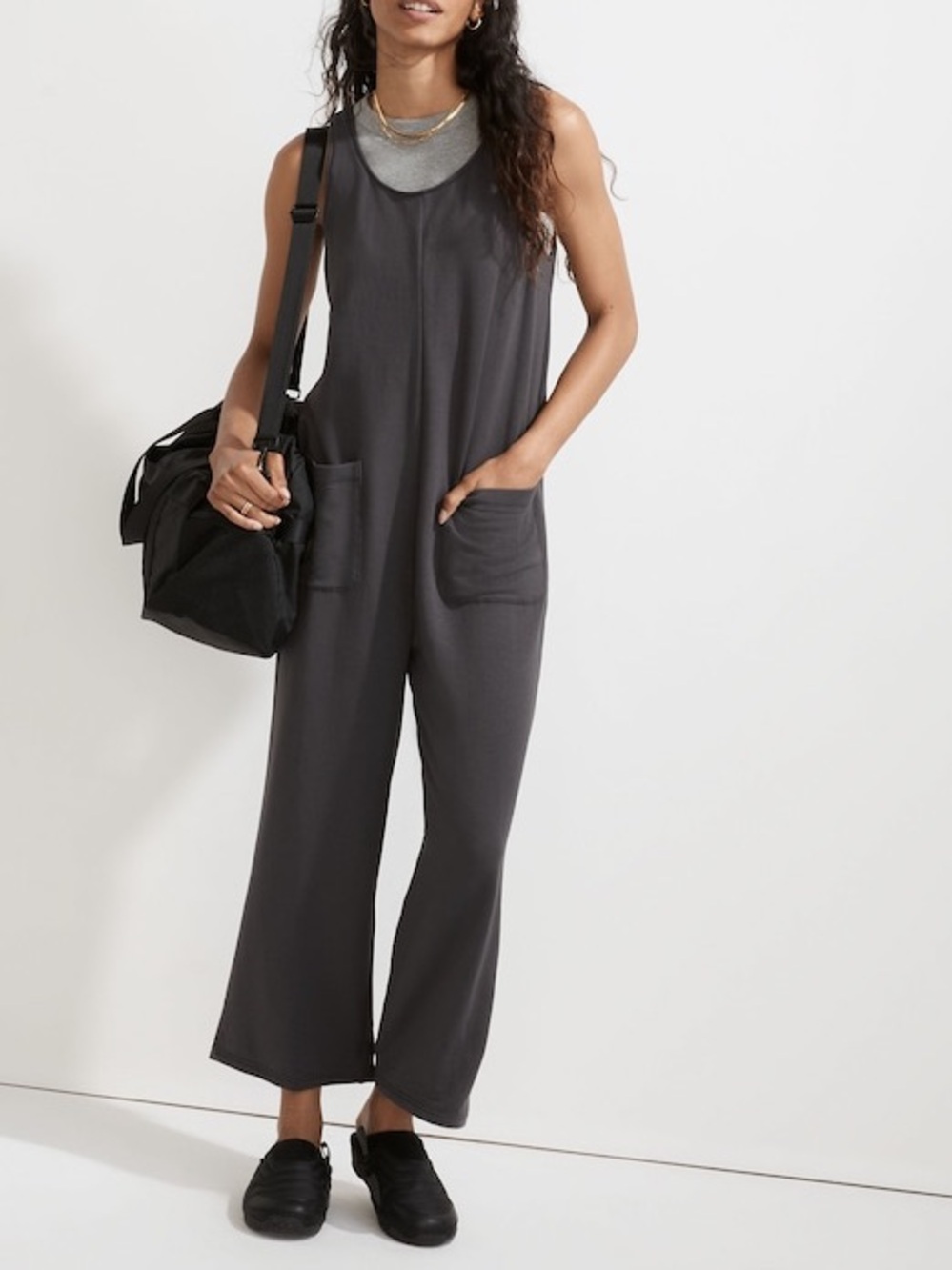 Madewell Superbrushed Pull-On Jumpsuit Black Coal
